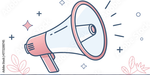 Announce exciting news with this vibrant megaphone, perfect for promotions, sales, and important announcements in marketing campaigns.