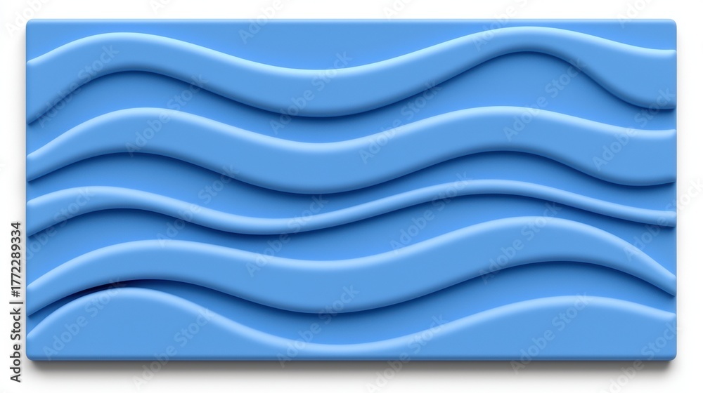 Fototapeta premium A 3D rendering of a blue wave-like pattern on a rectangular surface.