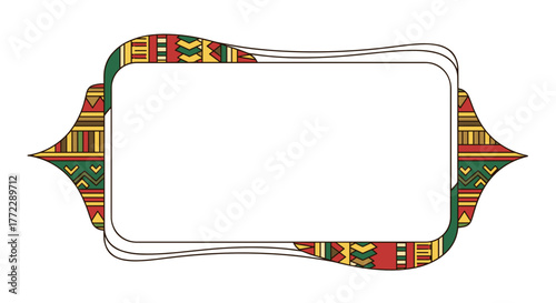 Blank decorative label with colorful Kwanzaa patterns, symbol of celebration and cultural heritage