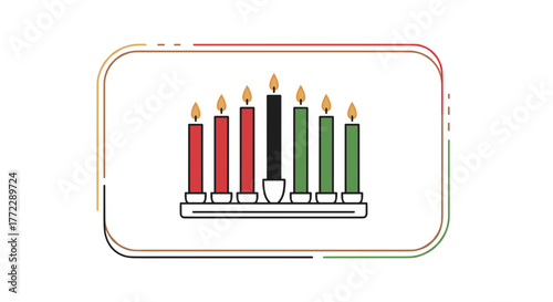 Kwanzaa candle holder displaying seven colorful candles, symbol of celebration and unity