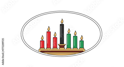 Kwanzaa candle holder with seven candles, celebration symbol representing unity and heritage