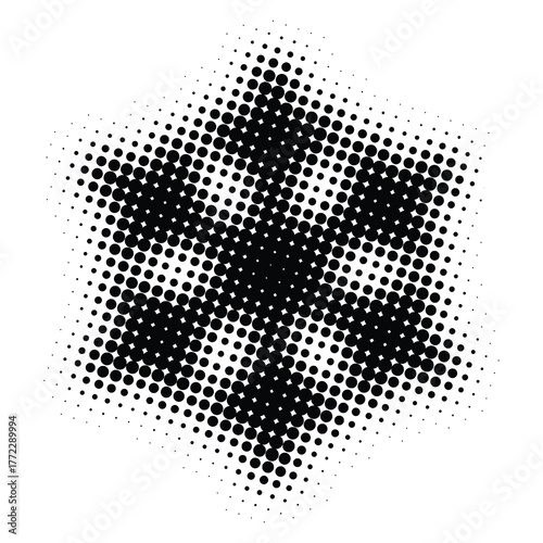 Isolated snowflake, halftone dots, fading dot effect, winter background design, vector illustration