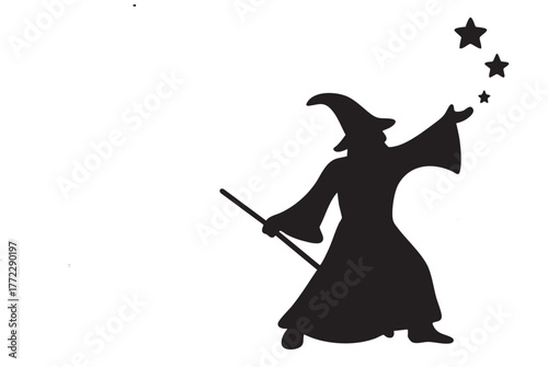 Mystical wizard conjuring magical energy with glowing spell effects