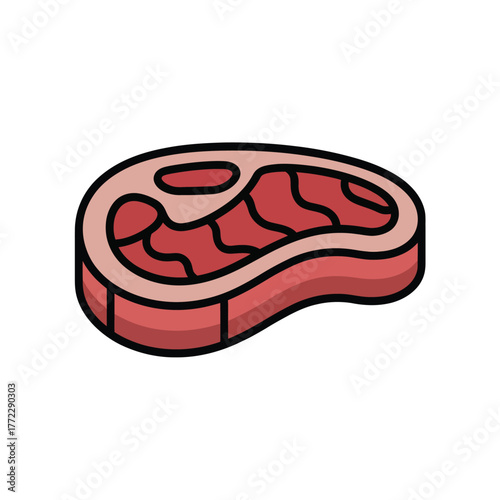 Delicious raw beef steak thick cut flat icon vector cartoon illustration for barbecue cooking grilling menu design