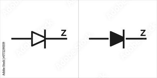 Zener diode schematic symbol for electronic circuit