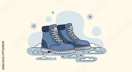 Stylish winter boots illustrated in slush for cold weather adventures