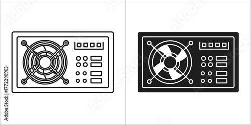 Power supply unit icon, computer component vector illustration isolated on white