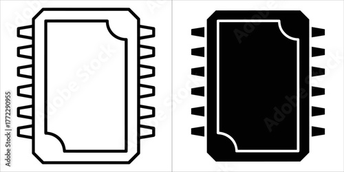 Microchip icon, in black and white