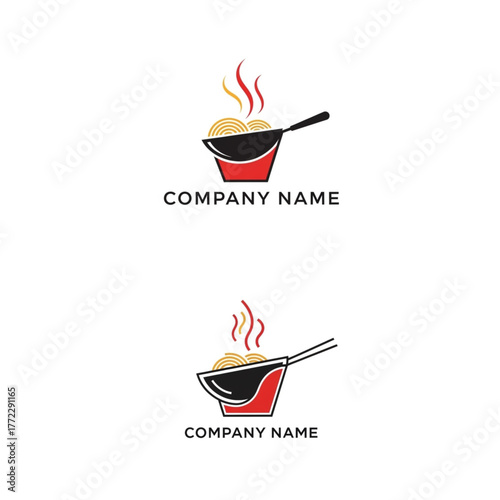 Delicious noodles logo concept with steam, inviting culinary adventure and flavorful dining experiences perfect for Asian cuisine restaurants and food brands