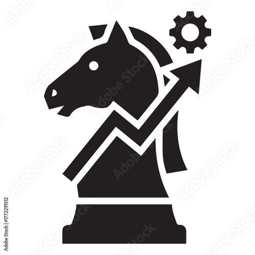 Chess Knight Icon  Strategy, Planning, Decision Making, Leadership Vector