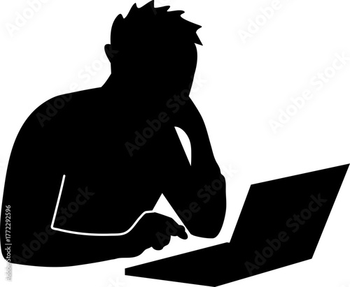 man computer bussiness office worker silhouette