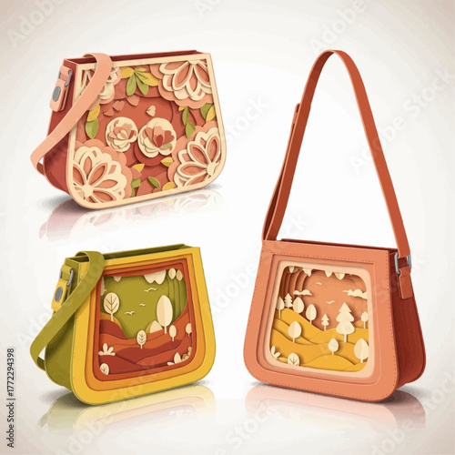 vector illustration of female bag or sling bags
