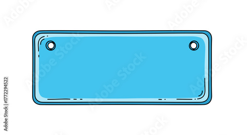 Blue acrylic nameplate, isolated on white, minimalist design