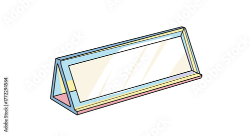 Colorful acrylic nameplate, geometric design, isolated on white
