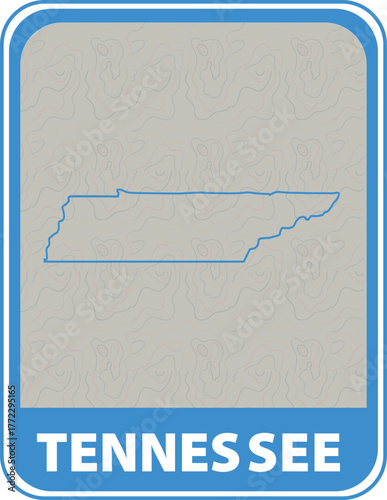 Tennessee State Outline Map Badge Vector with Topographic Texture, USA Geography Contour Icon