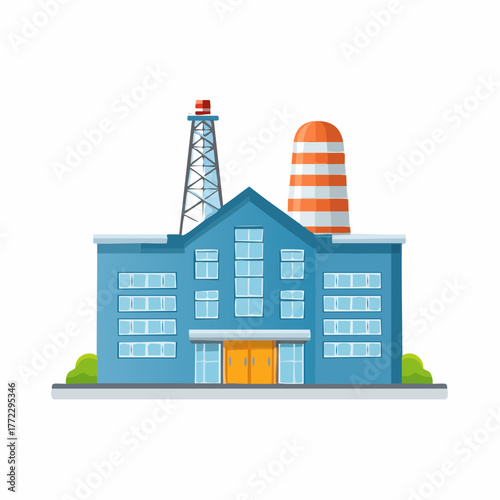 Modern factory architecture urban design vector illustration set symbol