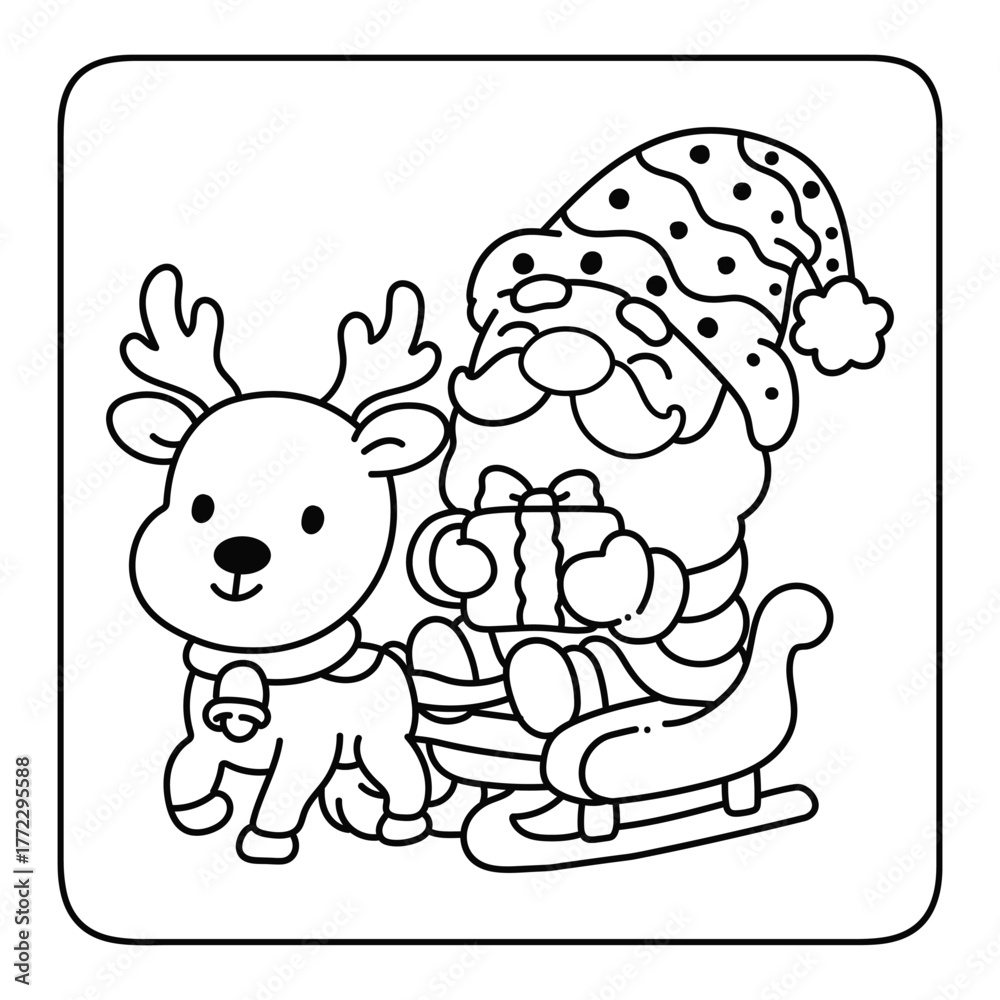 Fototapeta premium Bold and Easy Christmas Gnome Coloring Pages, Christmasgnome, cute candle with holly bold & easy cute christmas coloring page, Whimsical Gingerbread House Coloring Pages for Kids & Adults, 