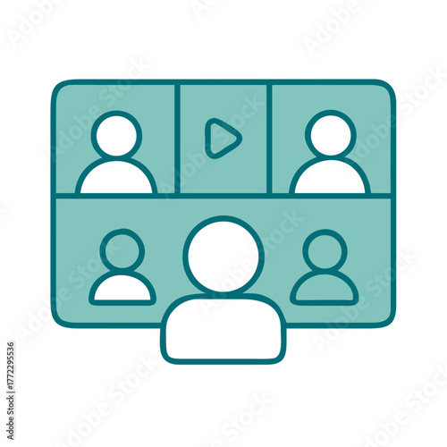 Group Video Call or Webinar Icon for Web and Graphic Design