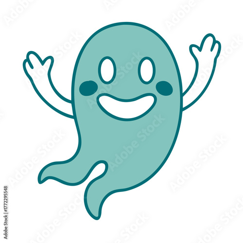 Happy Waving Ghost Icon for Web and Graphic Design
