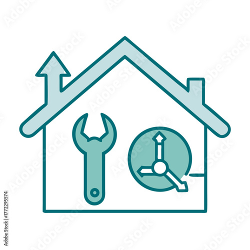 House with Wrench and Screwdriver Icon for Web and Graphic Design