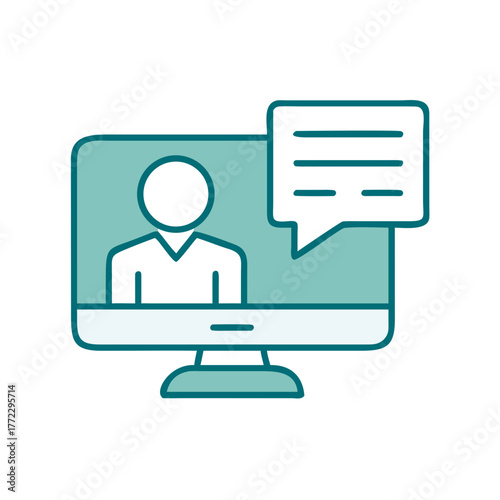 Online Classroom with Teacher Icon for Web and Graphic Design