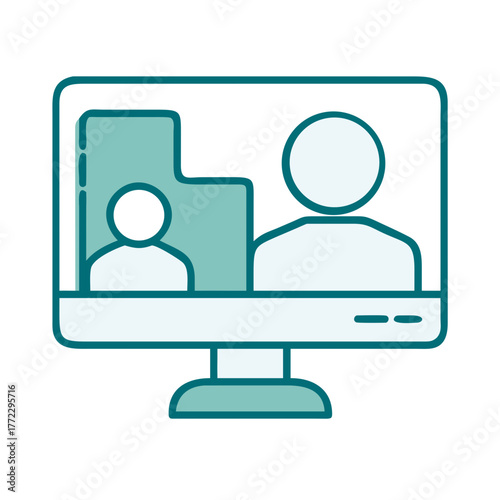 Online Meeting with Person on Screen Icon for Web and Graphic Design