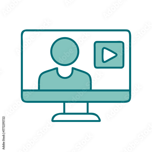Online Teaching Presentation Video Icon for Web and Graphic Design