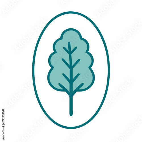 Oval Shaped Tree Icon for Web and Graphic Design