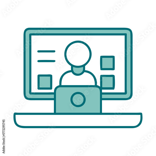 Person Attending Class on Laptop Icon for Web and Graphic Design