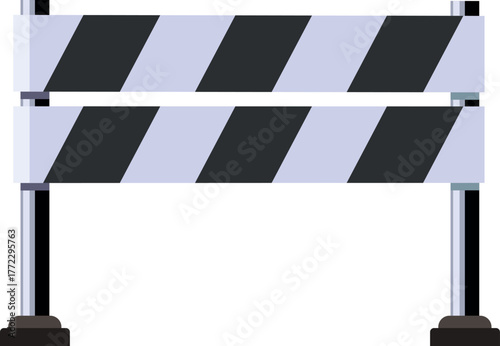 Flat Construction Barrier and Road Block Elements Collection, Striped Safety Barricade Vector Set
