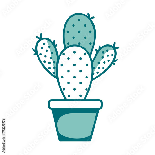 Prickly Pear Cactus with Flat Pads in a Pot Icon for Web and Graphic Design