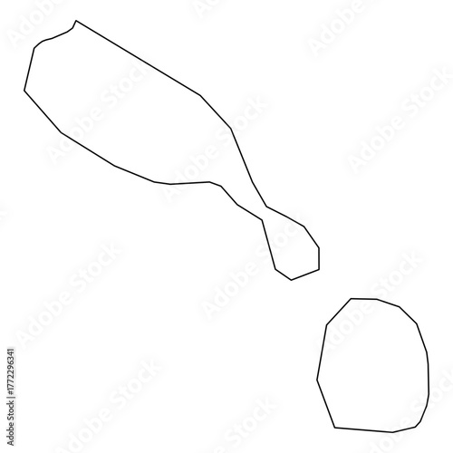 Saint Kitts and Nevis Vector Map Outline | Editable Saint Kitts and Nevis SVG Line Art | Minimalist Country Map for Design & Education
