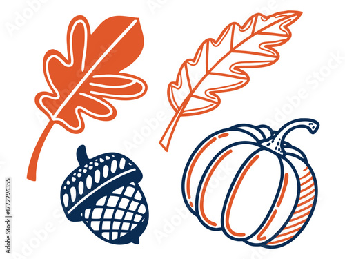 Autumnal Harvest Delight An Array of Seasonal Icons for Festive Designs