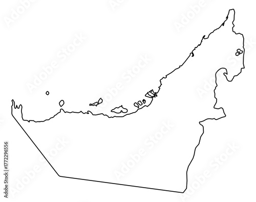 United Arab Emirates Vector Map Outline | Editable United Arab Emirates SVG Line Art | Minimalist Country Map for Design & Education