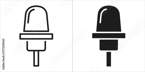 Led light bulb icon in black color design