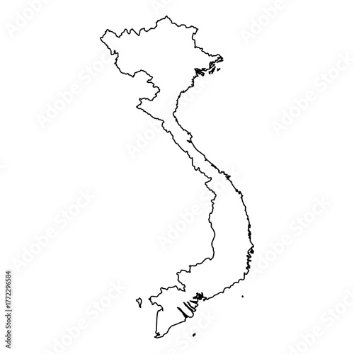 Vietnam Vector Map Outline | Editable Vietnam SVG Line Art | Minimalist Country Map for Design & Education