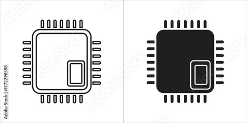 Microchip icon, integrated circuit board symbol