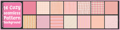 Abstract Seamless stripe line pattern, wavy and grid texture vector Bundle, Colorful pattern of plaid background illustration Set