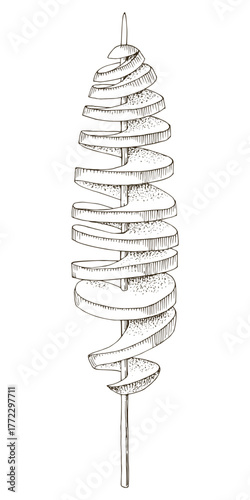 Tornado potatoes. Traditional Korean street food