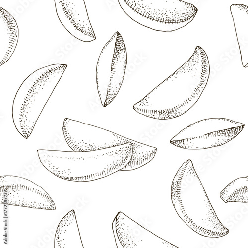 Potato wedges hand drawn seamless pattern