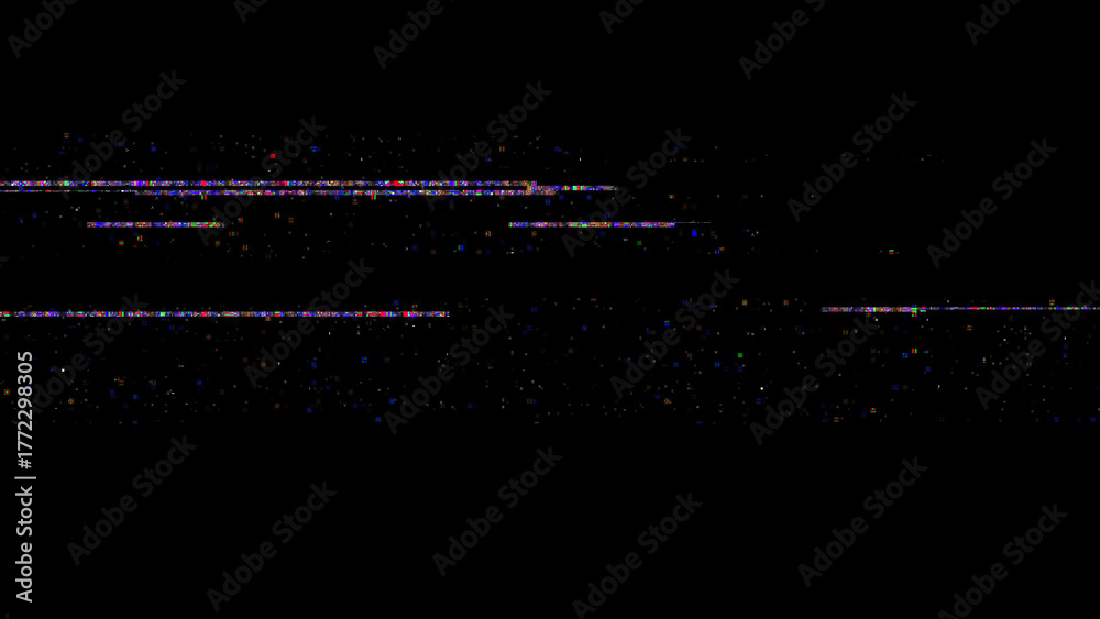 Obraz premium Dynamic Digital Distortion with Glitch Effects on a Dark Background, Abstract Noise and Static Overlay for Retro-Inspired Visuals and Corrupted Signal Aesthetics
