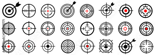 set vector target icon collections. goals symbol. aiming focus sign precision target template design illustration