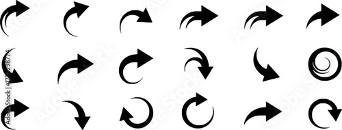 Collection of various arrow shapes for design and navigation simple icons