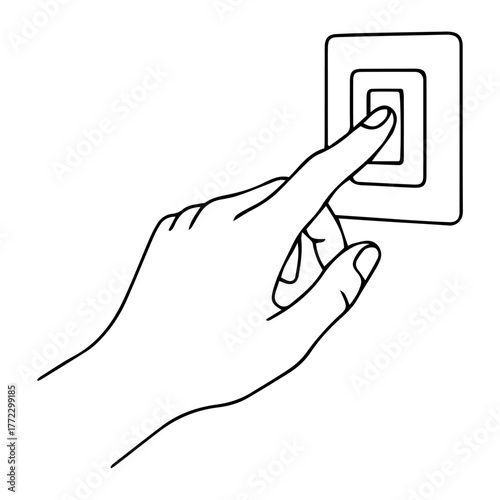 Simple Line Art of Hand Pressing a Wall Light Switch