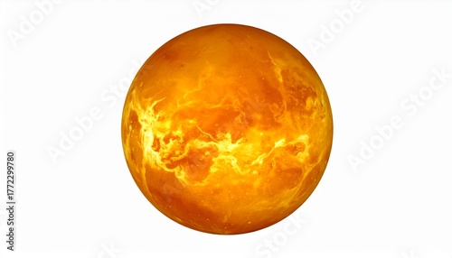 Hot Flaming Planet in Space Isolated on White Background