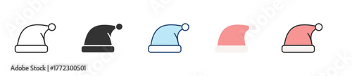 Santa Hat Icon Set Multiple Style Collection