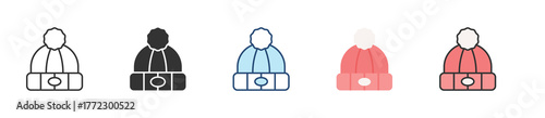 Winter Hat Icon Set Multiple Style Collection