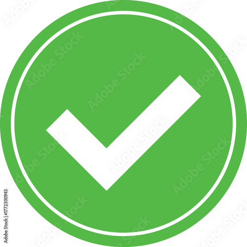 Green Checkmark Circle Icon Vector, Success, Approval, and Completion Symbol for UI/UX