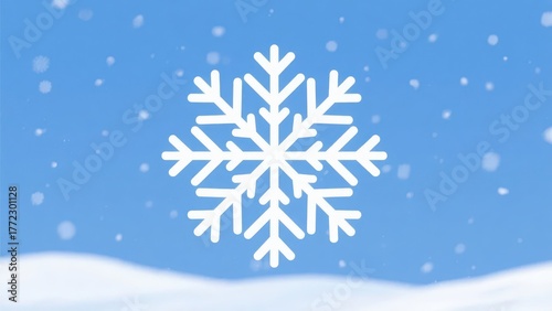 In the Christmas snow scene, a delicate snowflake is in the snowy background, fully showing the purity and beauty of winter ice and snow, adding atmosphere to the Christmas scene.
