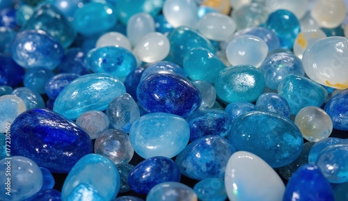 Beautiful Blue Stones with Glossy Surface and Soft Light Reflection